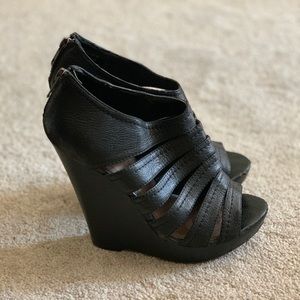 Aldo Black Wedge Heeled Sandal